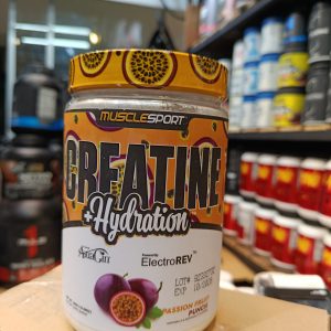 کراتین طعمدار + هیدریشن ماسل اسپرت (MuscleSport Creatine + Hydration) – پشن‌فروت، ۳۰۰ گرم